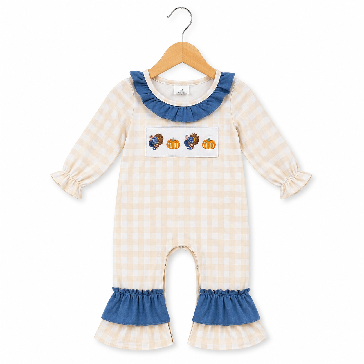 Pumpkin Plaid Ruffle Romper